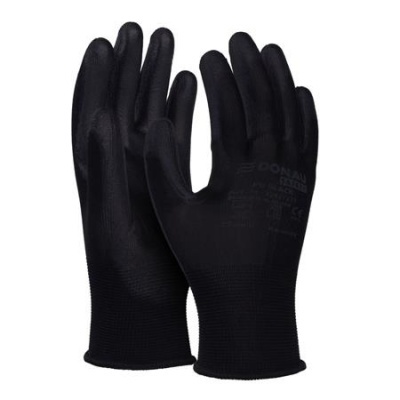 Szerelőkesztyű, PU, DONAU "Safety", 10/XLméret, fekete
