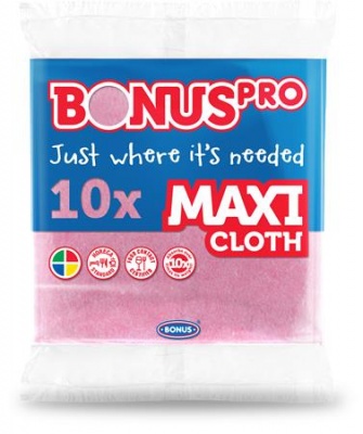 Törlőkendő, univerzális, 10 db, BONUS "MAXI", pink