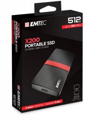 SSD (külső memória), 512GB, USB 3.2, 420/450 MB/s, EMTEC "X200"