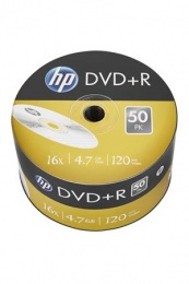 DVD+R lemez, 4,7 GB, 16x, 50 db, zsugor csomagolás, HP